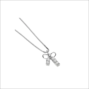 Girocollo Oro Bianco fiocco con zirconi AMBROSIA AGZ 068