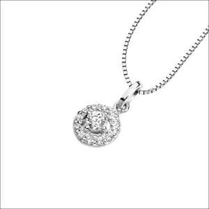 Girocollo Punto Luce Oro Bianco e Zirconi AMBROSIA AGZ 074