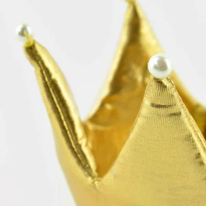 CORONA ORO IN TESSUTO E PERLE
