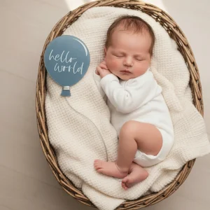 Palloncino benvenuto nascita "Hello World" in acrilico