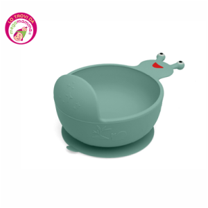 Ciotola Lumaca in Silicone con Ventosa Verde Salvia – Kiokids