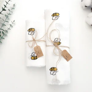 Mussola in 100% cotone con api Baby Bee