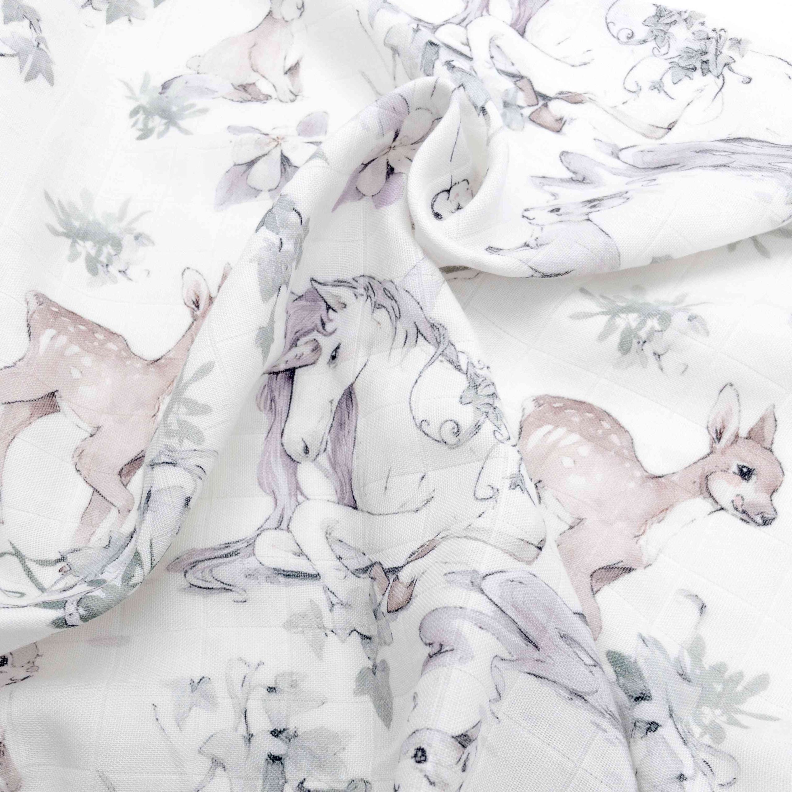 Mussola cotone e bambù Foresta Incantata - immagine 4