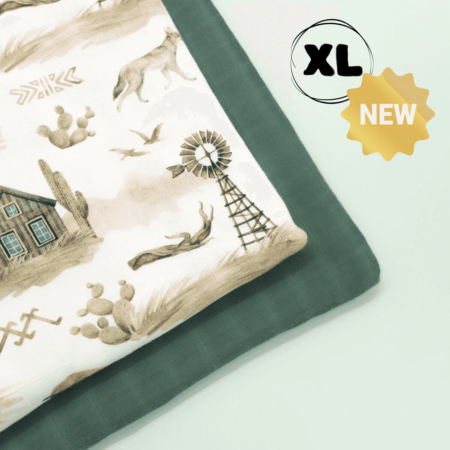 Set da 2 mussole neonato cotone e bambù XL 120x120 cm