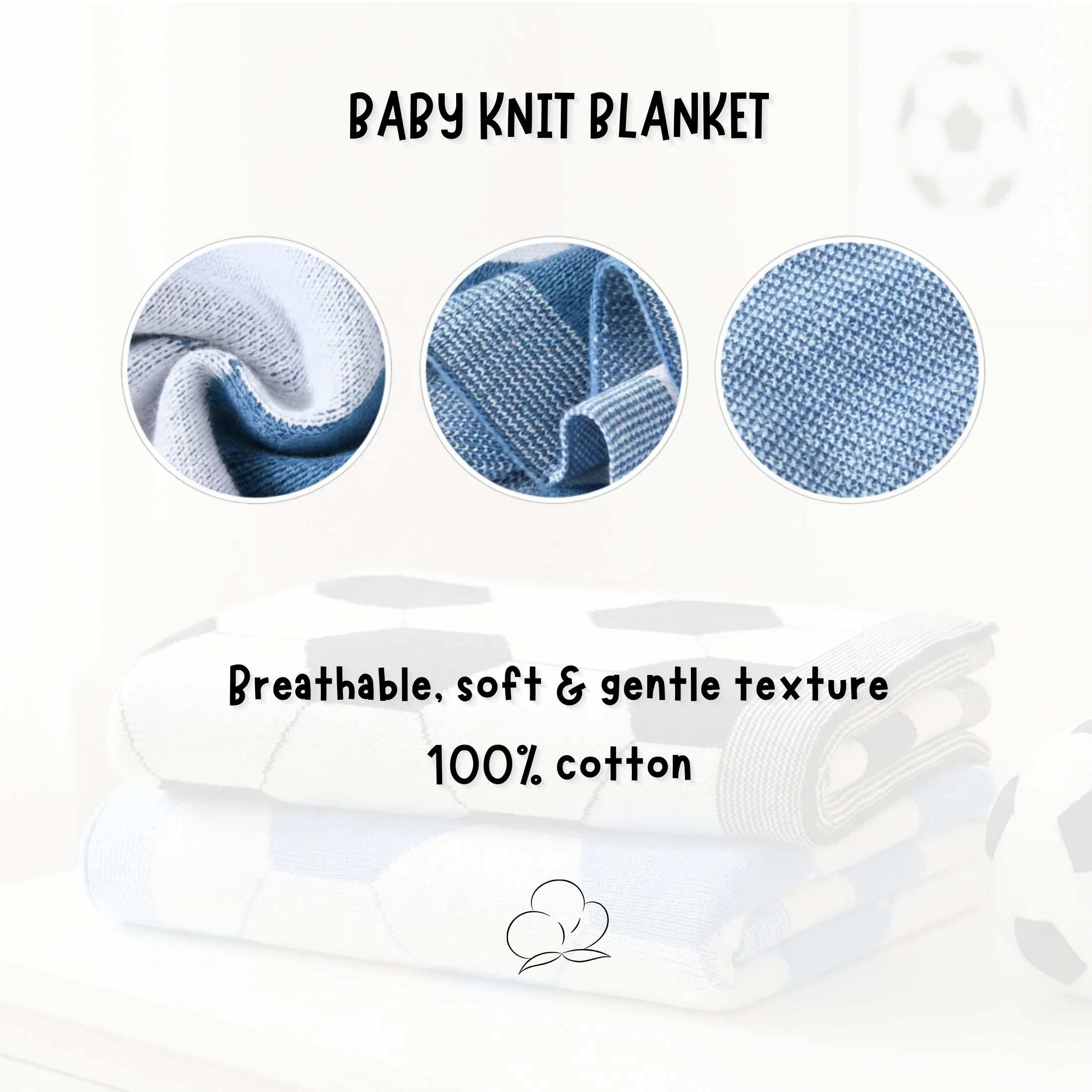 Coperta neonato a tema calcio 100% cotone - immagine 6