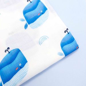 Mussola cotone e bambù Balena Azzurra