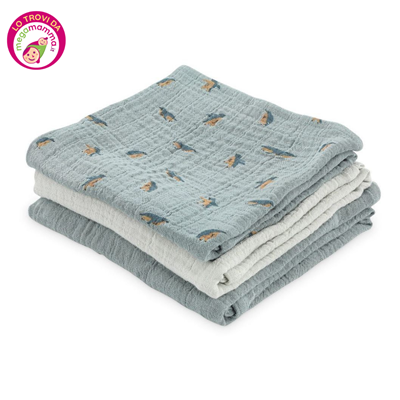 Kit di 3 mussole 55x55cm – Peppy penguins – Trixie - immagine 2