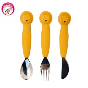 Posate in acciaio e silicone lion – Trixie