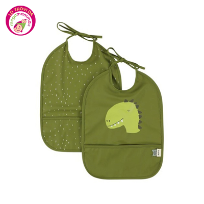 Set 2 Bavaglini Impermeabili con Tasca Mr Dino – Trixie